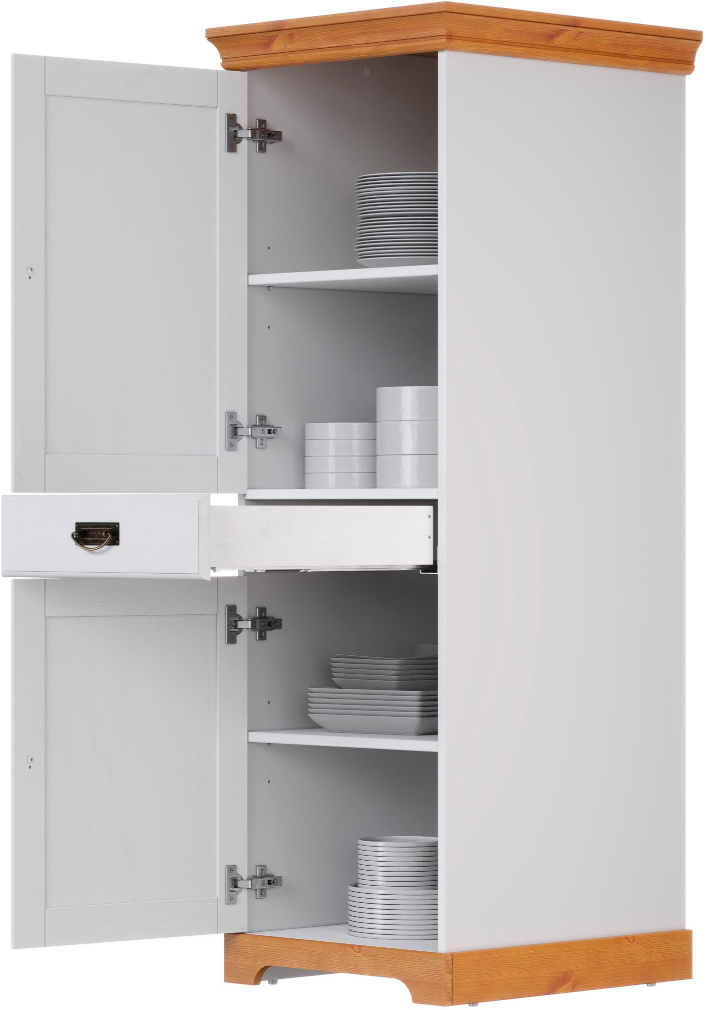 Home affaire Vorratsschrank »Rügen« Breite 47 cm, Kiefer massiv, 2 Türen, 1 Schubkasten
