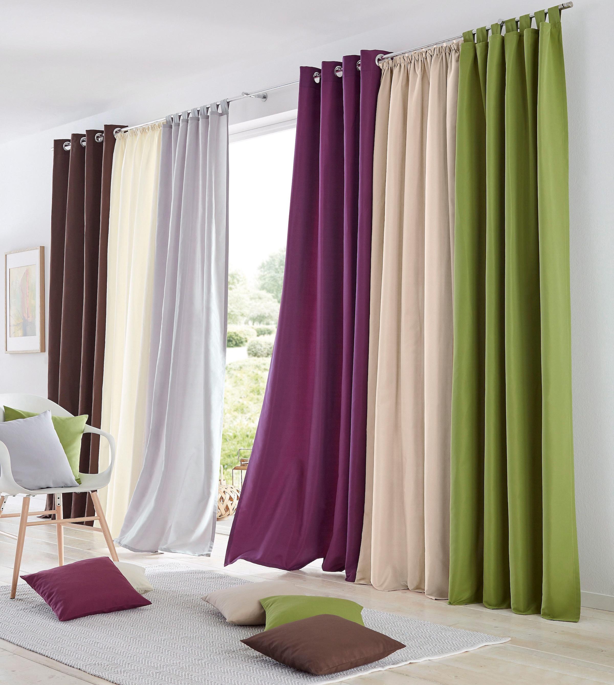 my home Vorhang »Raja, Gardinen mit Kräuselband, Vorhänge Wohnzimmer« Kräuselband 2 Stk. tlg. 2er-Set, Bestseller, einfarbig, modern, pflegeleicht, Mikrofaser