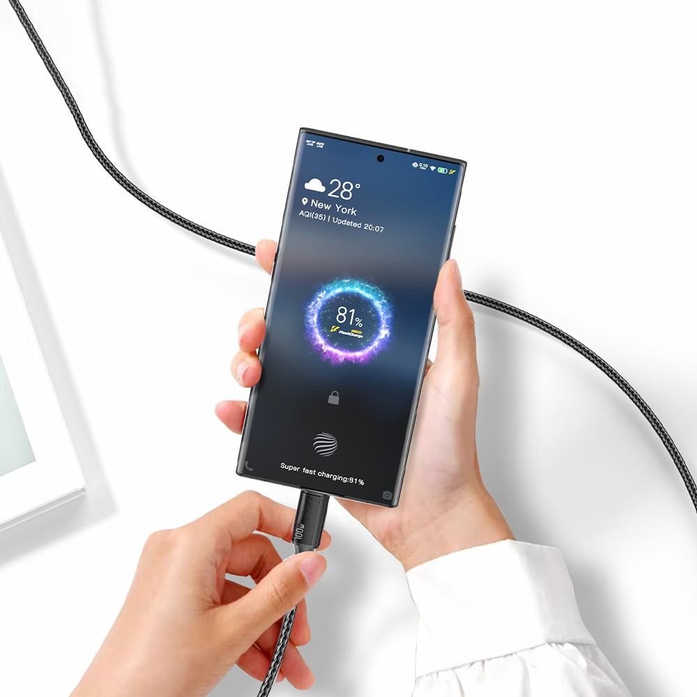(2m) 100W USB C auf USB C Ladekabel Nylon Datenkabel Power Delivery - Schwarz