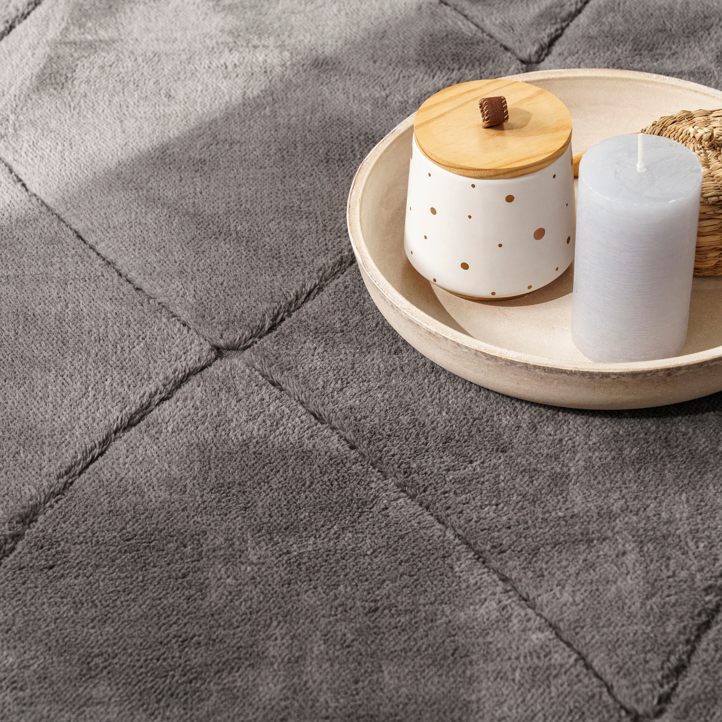 Paco Home Teppich »Utrecht 641« rechteckig 4 mm Höhe Kurzflor, Uni Farben, 3D-Design, Rauten Muster, besonders weich
