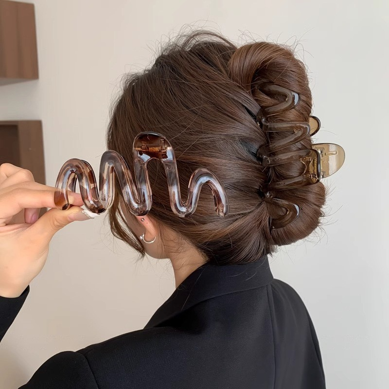 (11cm) Haarspange Klammer Krallen Clip Haar Accessoire Wellen - Braun