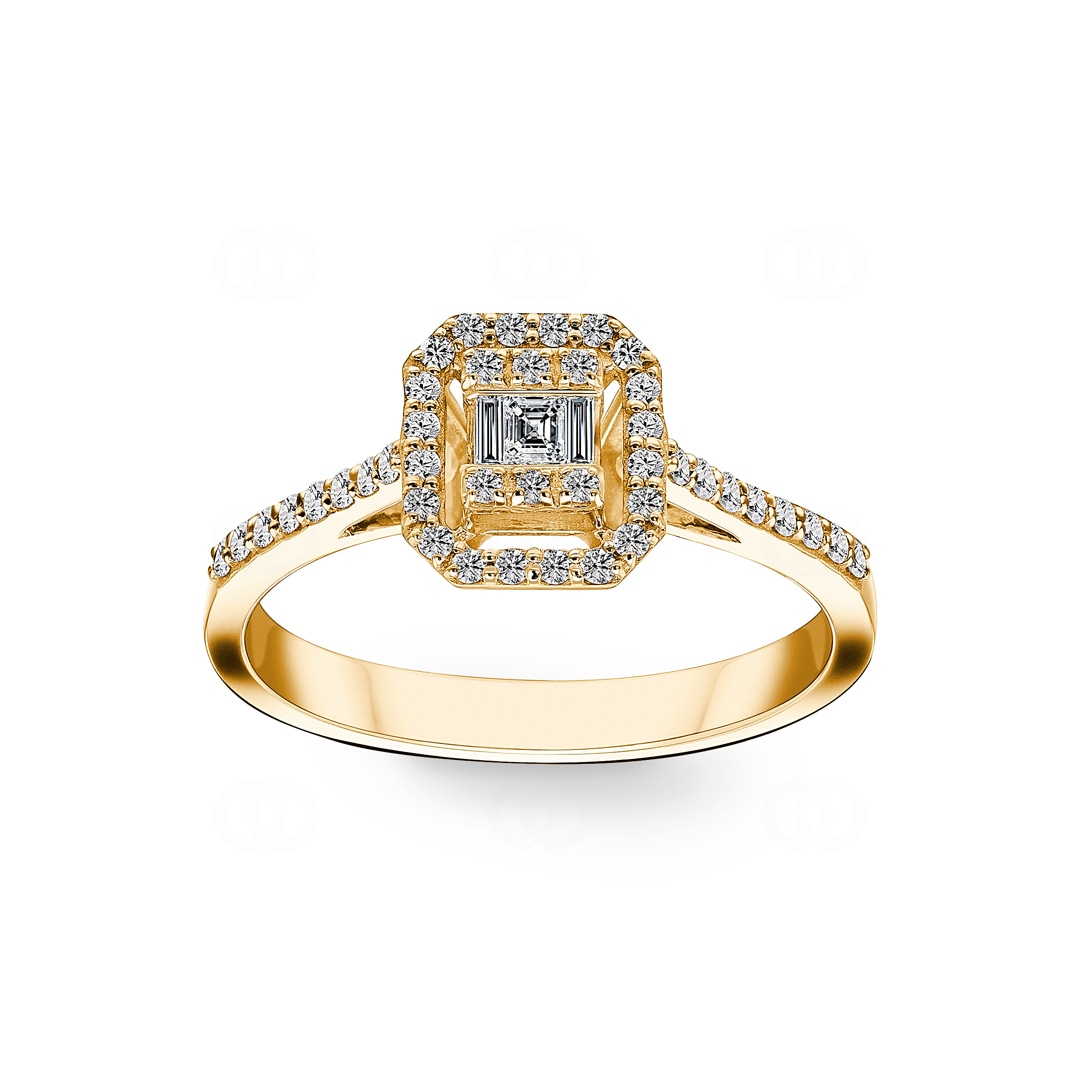 Verlobungsring 750/18 K Gelbgold mit Diamanten 0.36 ct H/si