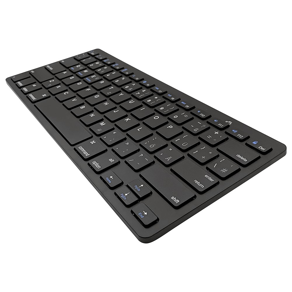 Ultra Thin Bluetooth Tastatur Keyboard (QWERTZ / QWERTY) für Macbook / PC / Laptop / Tablet / Smartphone (Batteriebetrieben) - Schwarz