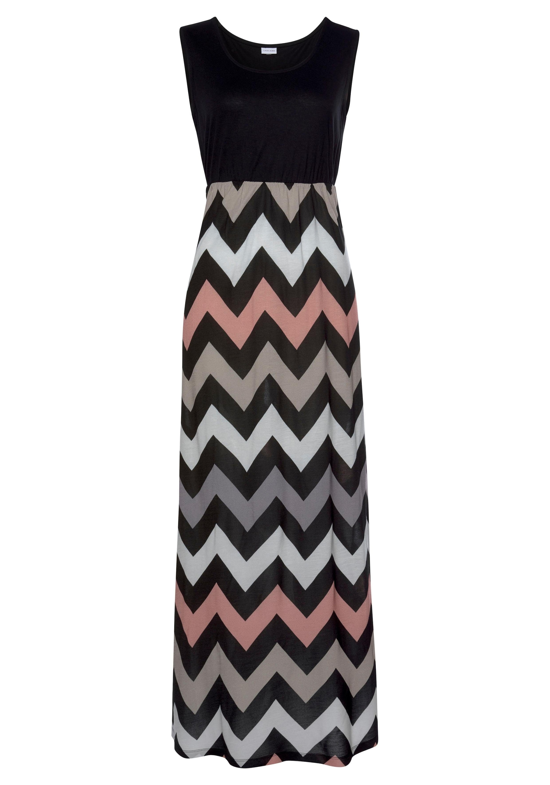 LASCANA Maxikleid mit Zick-zack-Druck, Sommerkleid, Strandkleid