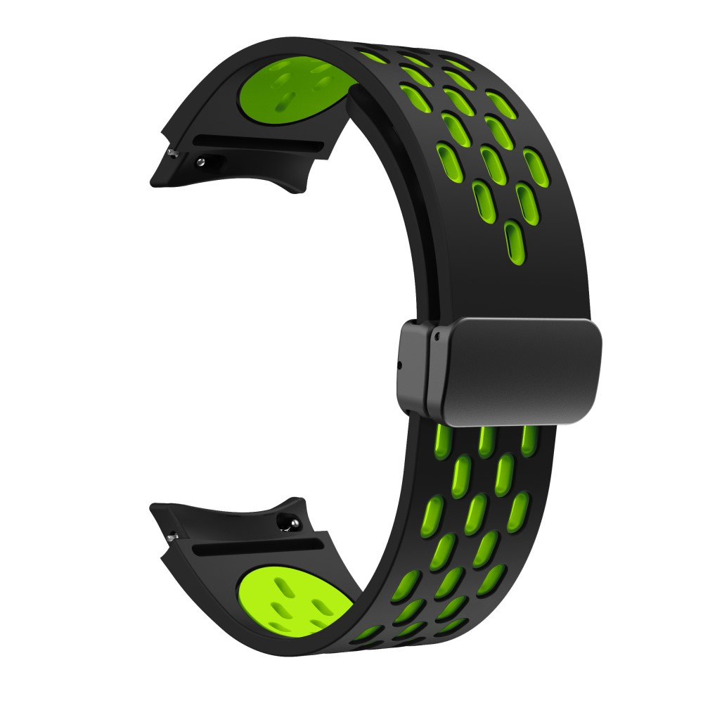 Samsung Galaxy Watch 4 Classic (42mm) Ersatz Sport Dual Color Silikon Armband mit schwarzem Magnetverschluss (Gelenkumfang: 180 - 240mm) - Schwarz / Neon Grün