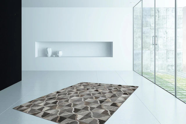 Kayoom Fellteppich »Lavish 310  Lederteppich« rechteckig 8 mm Höhe Patchwork-echtes Leder-Fell, Wohnzimmer