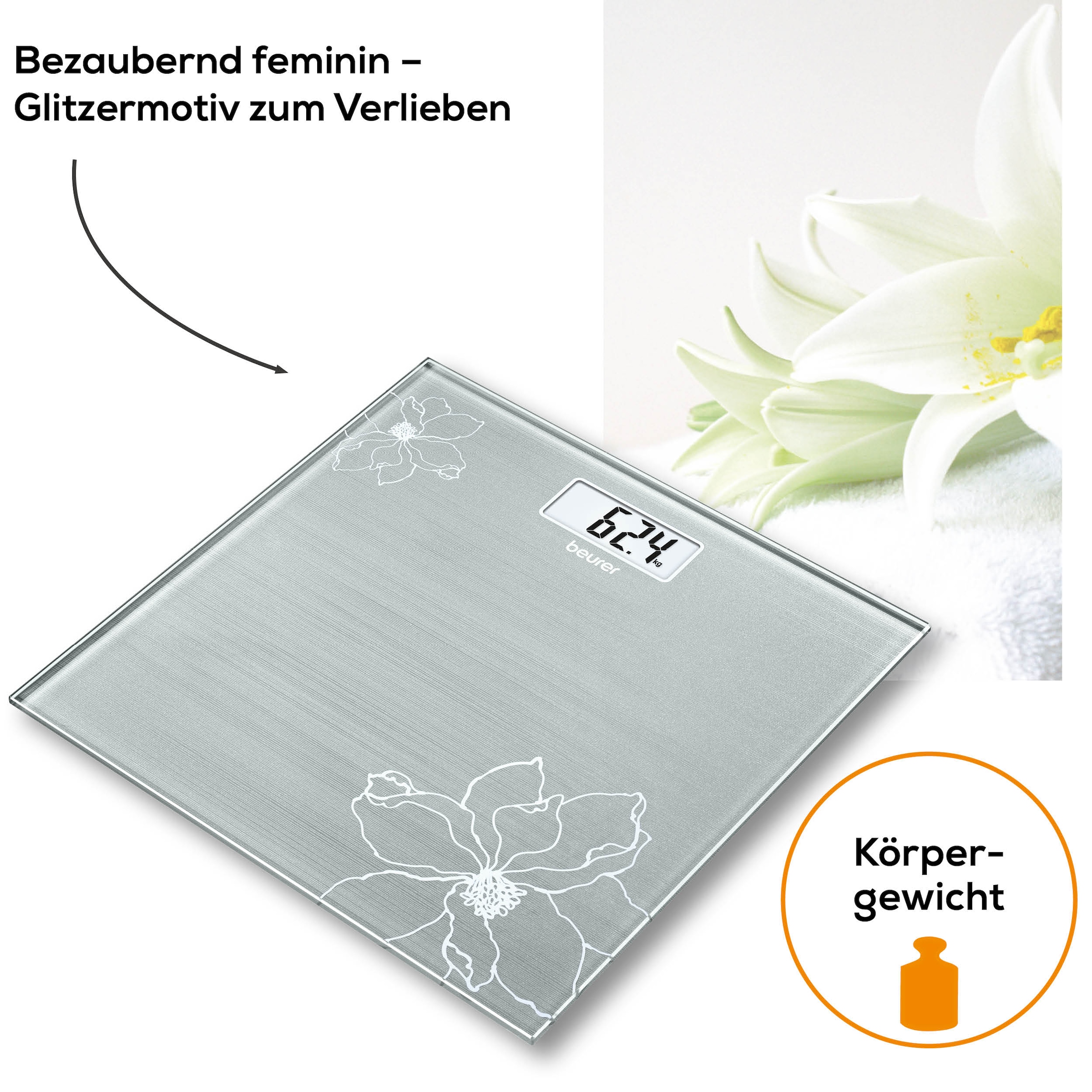 BEURER Personenwaage »GS 10 besonders flach mit nur 1,9 cm, Tragkraft bis 180 kg« Wiegefläche aus Sicherheitsglas, mit Einschaltautomatik