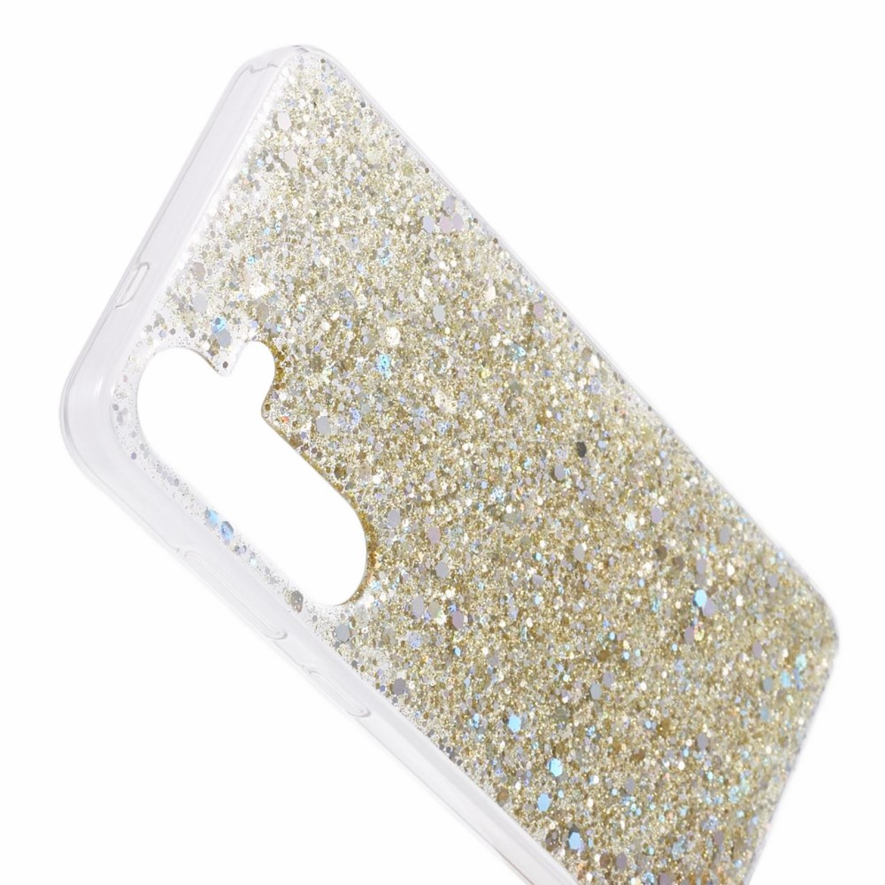 Samsung Galaxy S24 Gummi Case Schutzhülle im Glitzer Design - Gold / Transparent