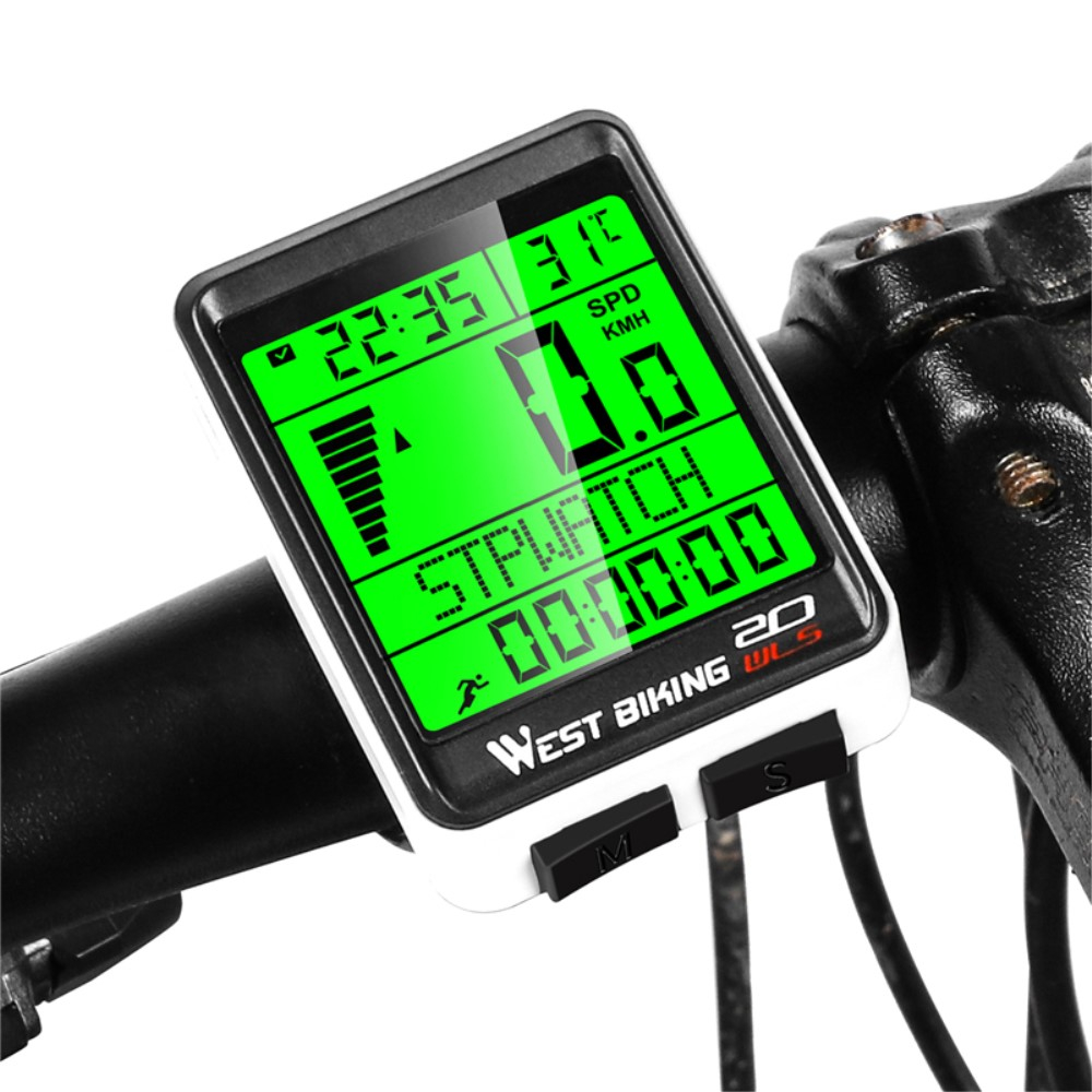 Digitaler Fahrrad Computer Tacho Geschwindigkeitsmesser Kabelloser Velo Kilometer Zähler - Weiss
