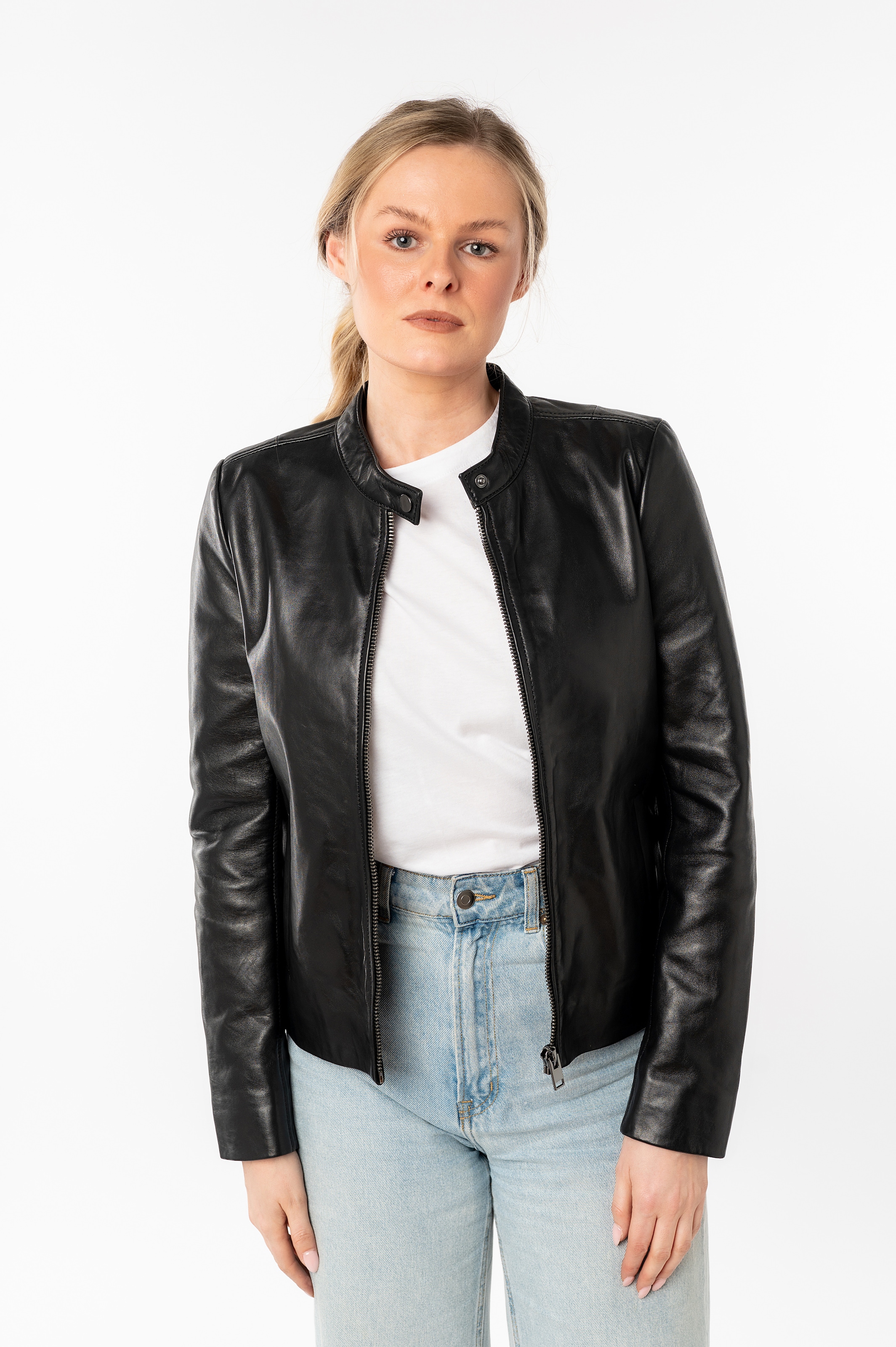 Mauritius Lederjacke »MWMair« mit Stehkragen & Drucker, Slim Fit