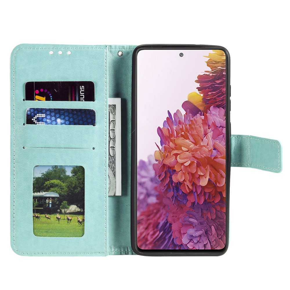 Samsung Galaxy S20 FE / S20 FE 5G Leder Tasche Wallet - Mandala Flowers Imprint - Türkis