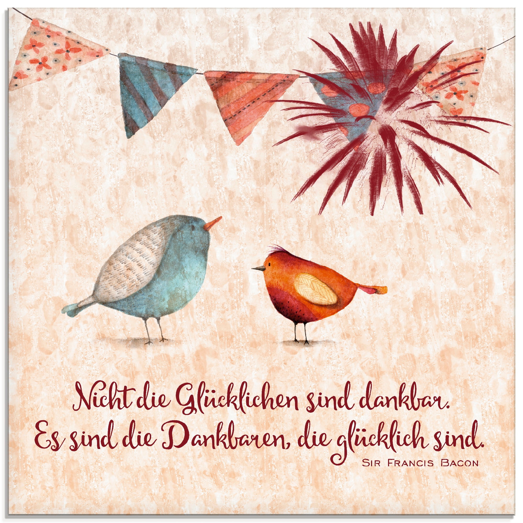 Artland Glasbild »Lebensweisheit Glücklich« Tiere 1 Stk. tlg. in verschiedenen Grössen