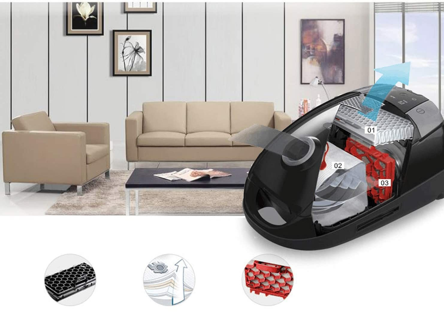 (18-tlg. Set) Ersatz Staub Beutel Kit Filterbeutel inkl. Schablonen für Miele Staubsauger - Weiss