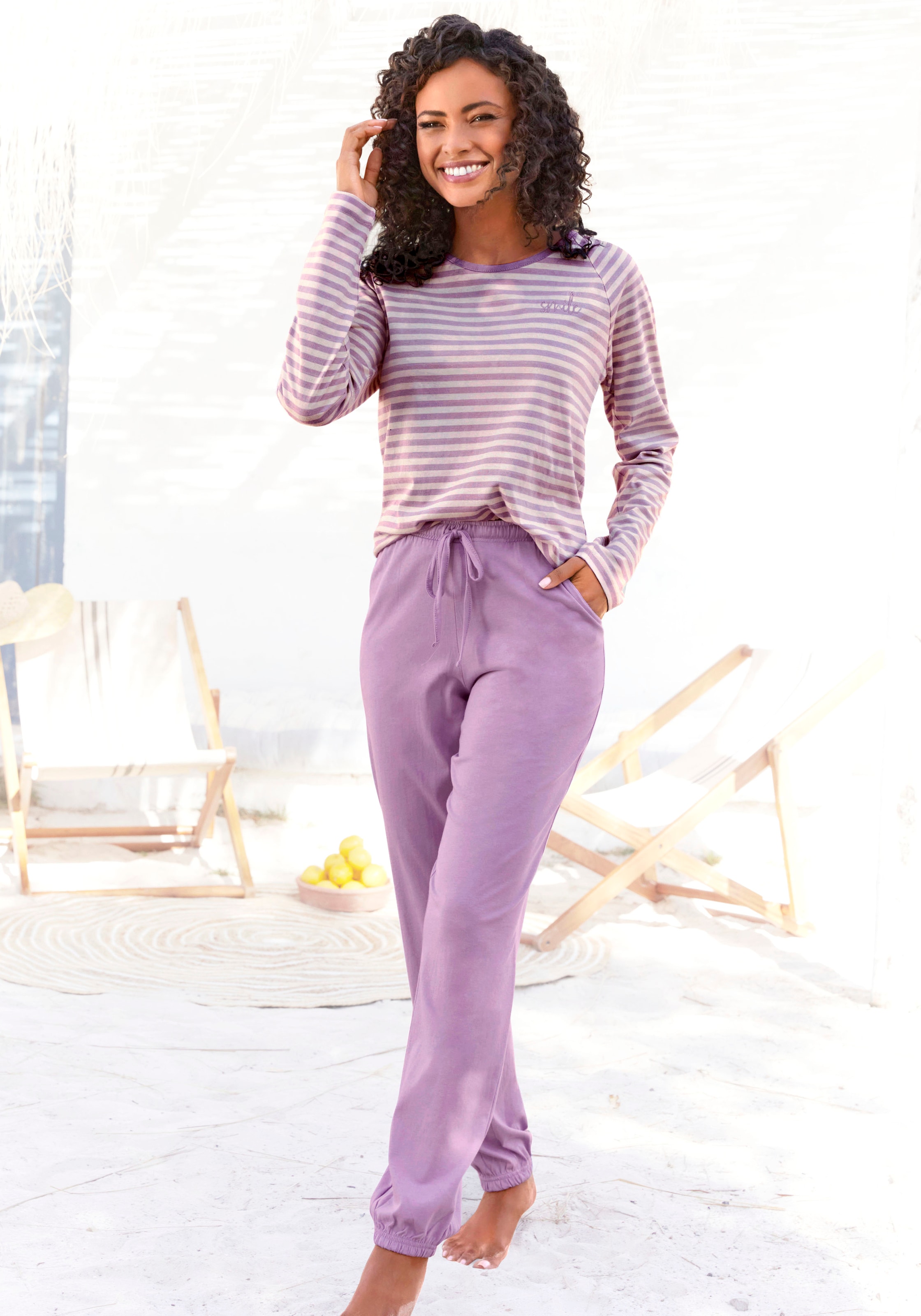 Vivance Dreams Pyjama , mit garngefärbten Streifen