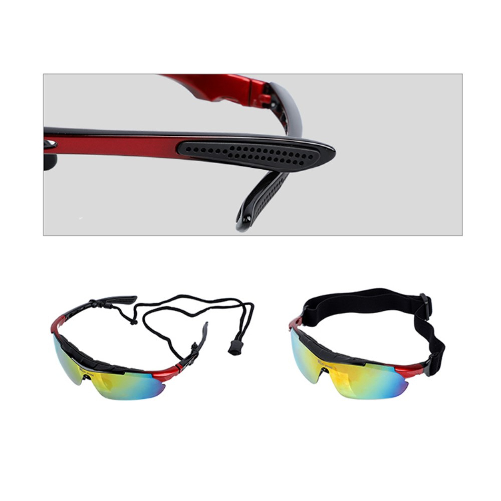 West Biking - Polarisierte UV Sportbrille Fahrrad Sonnenbrille inkl. 5 Wechselgläser   Etui - Schwarz