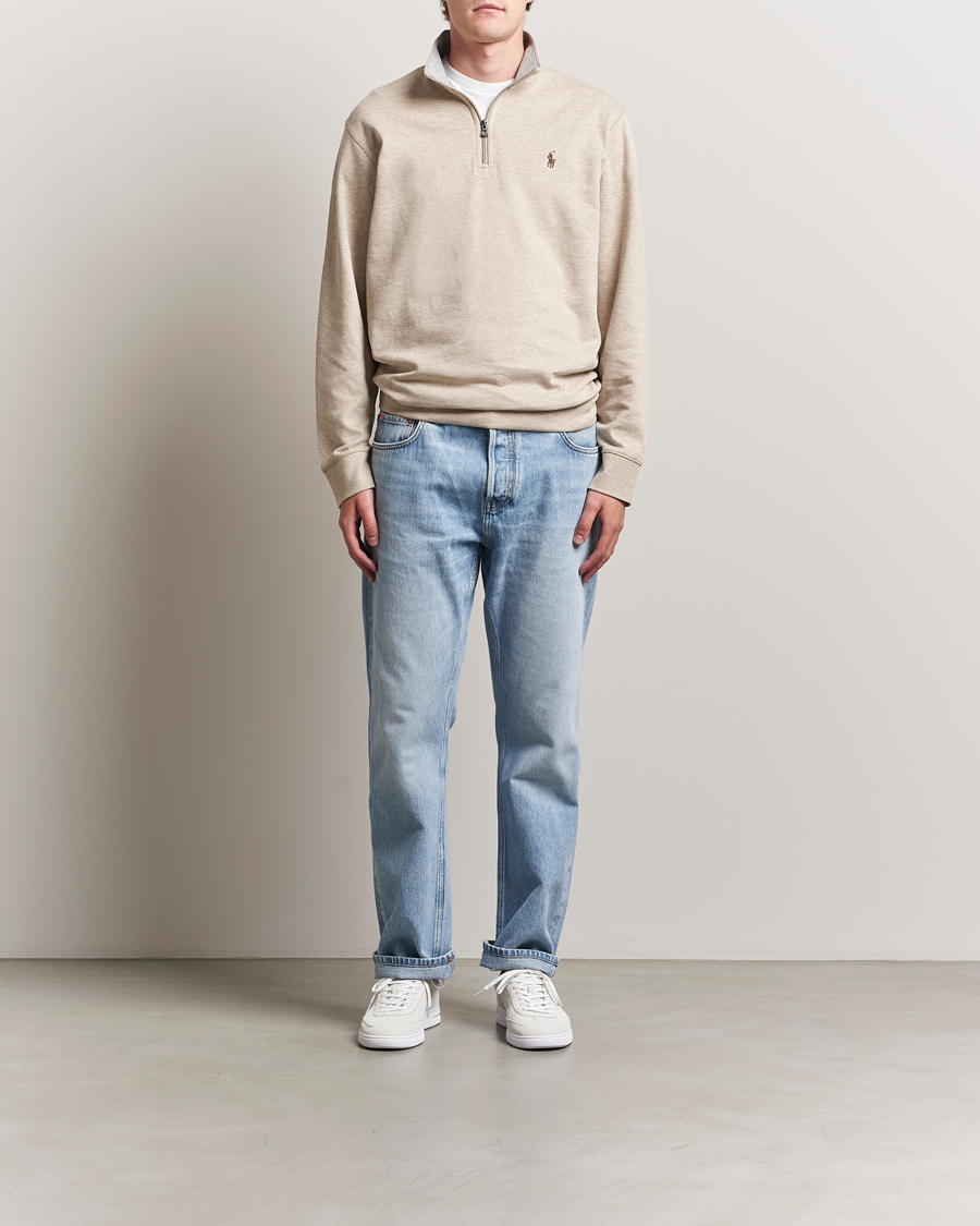 Polo Ralph Lauren Double Knit Half-Zip Sweater Tuscan Beige Heather