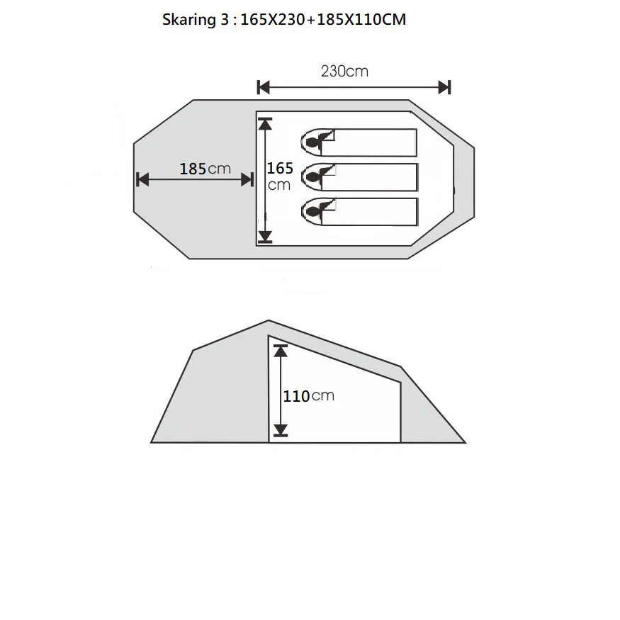 Sydvang Skaring 3P Ultralight Tunnel Tent Haute Red
