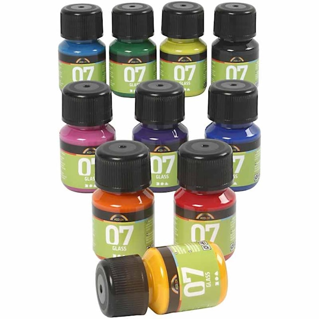 A-Color Glass, ass. farger, 10x30 ml/ 1 pk.