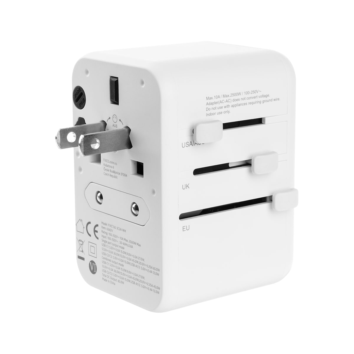 Fixed World 65W reiseadapter (hvit)
