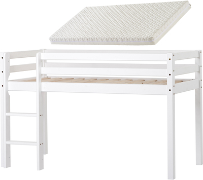 Hoppekids ECO Dream Halvhøy Loftseng Med ECO Dream Skummadrass 70x160, Hvit