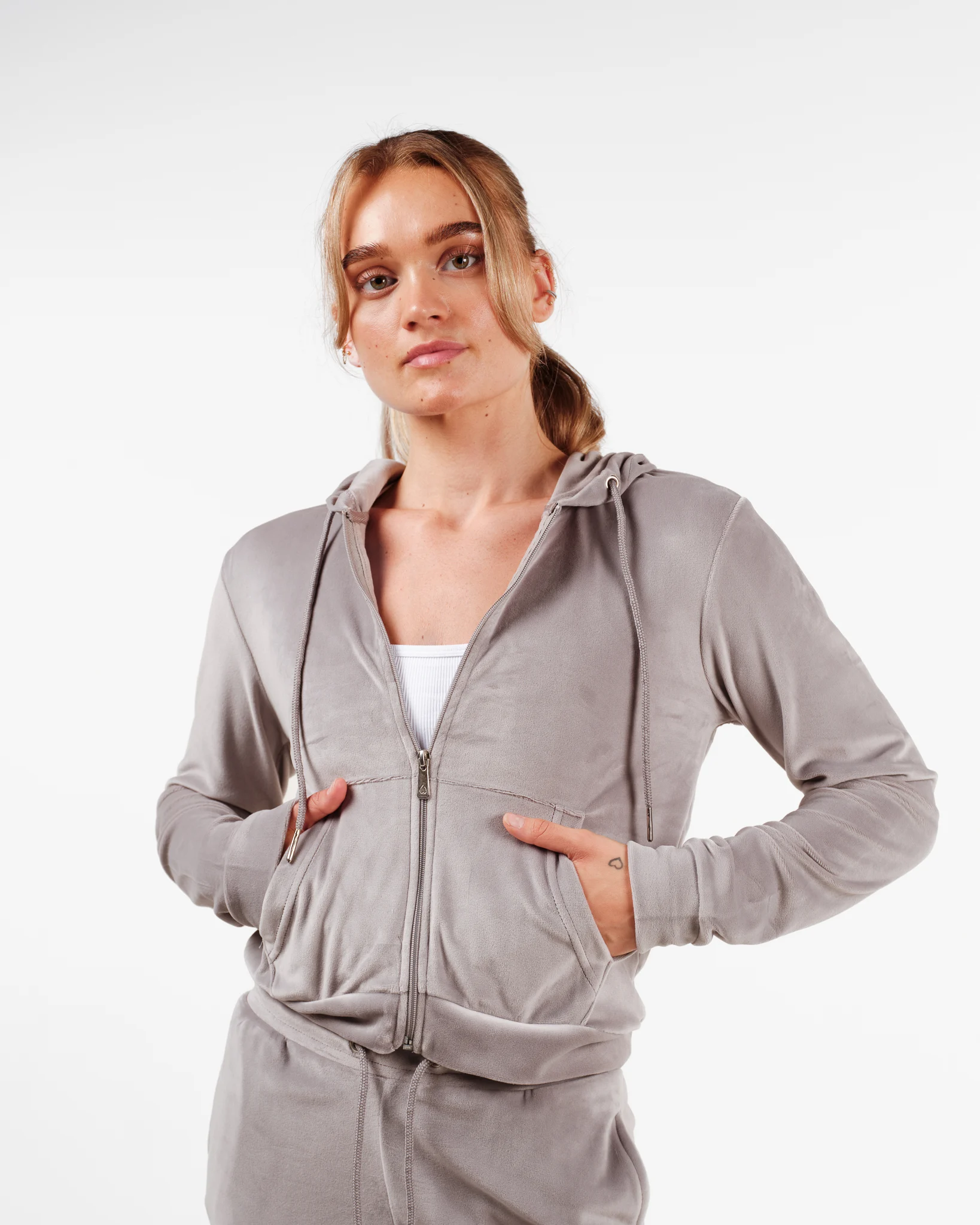 Weightless Jacey Velour Zip Hoodie Ultimate Gray