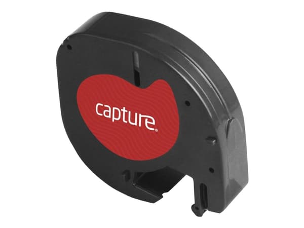 Capture - Plast - laminert - svart på hvitt - Rull (1,2 cm x 4 m) 1 kassett(er) hengeboks - merketape (alternativ for: DYMO S0721660, DYMO S0883990)
