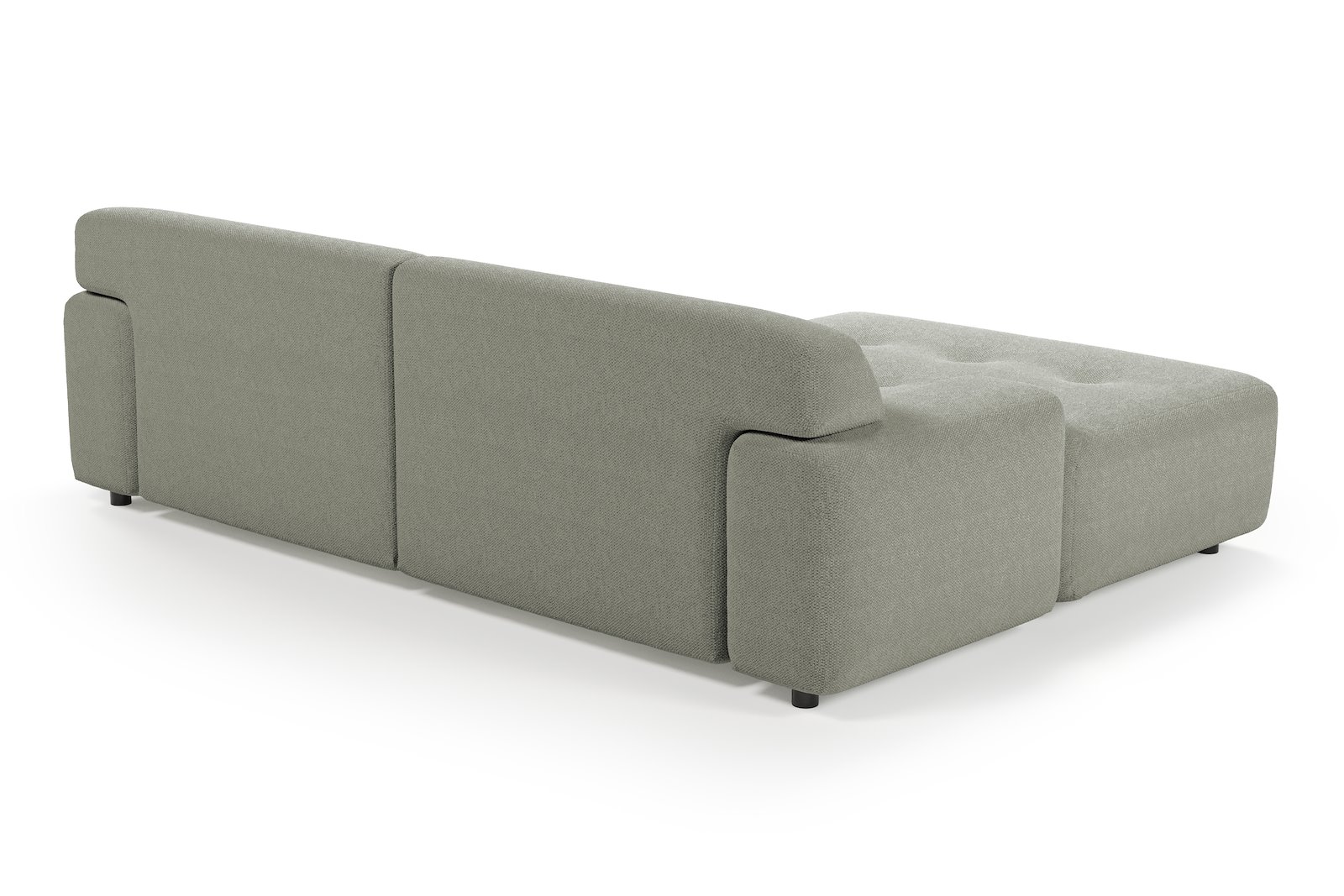 Bob sofa 1,5-seter med sjeselong høyre. Tekstil Mito 180 Light Grey med sorte ben.