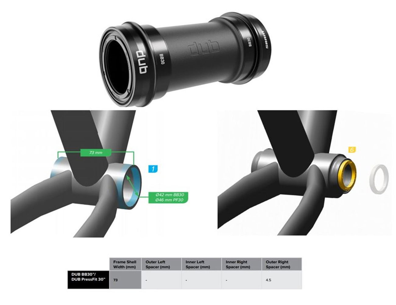 SRAM Bottom bracket DUB BB30 68/73 mm