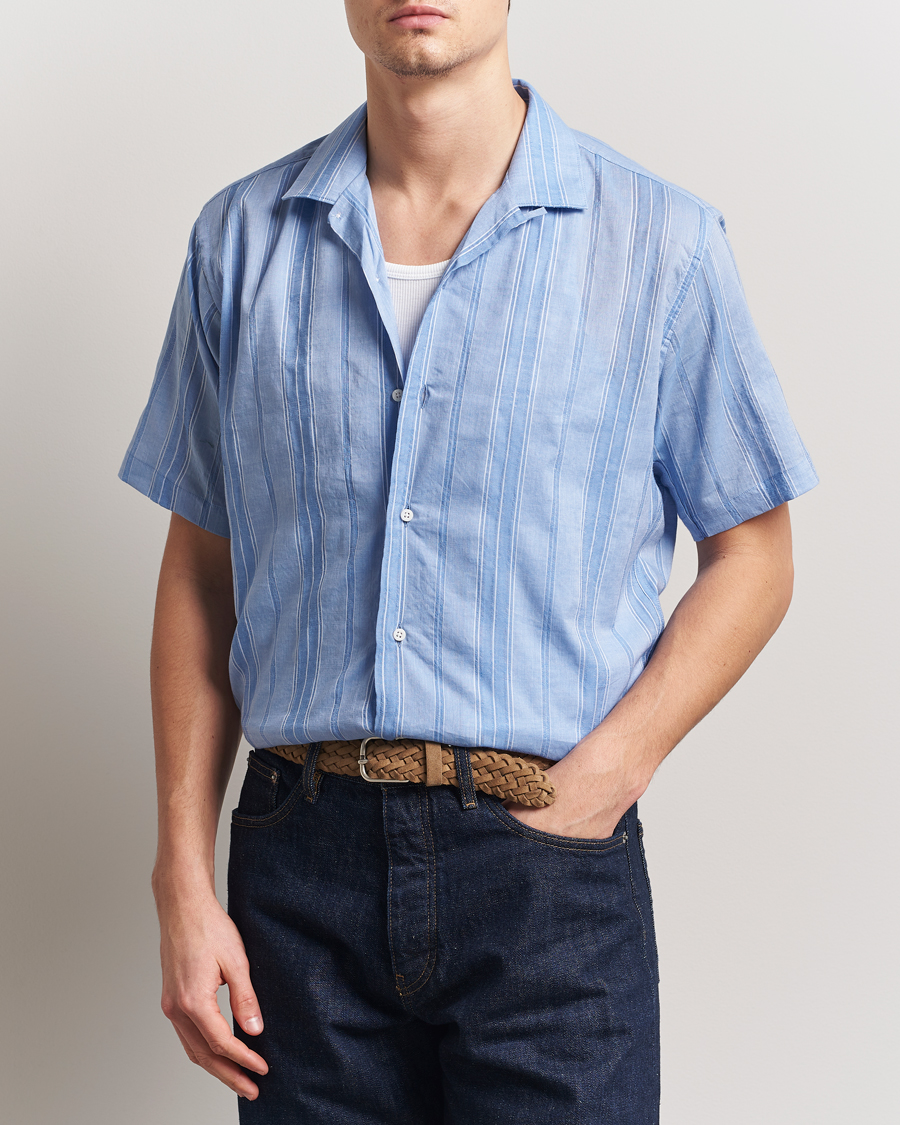 Gitman Vintage Japanese Dobby Camp Shirt Light Blue