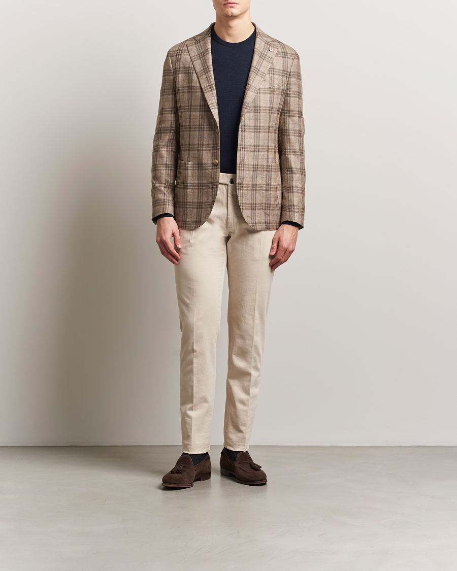 L.B.M. 1911 Jack Regular Fit Silk/Wool Overcheck Blazer Brown