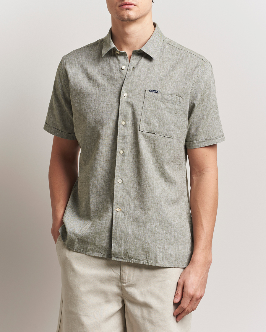Barbour Lifestyle Nelson Short Sleeve Linen/Cotton Shirt Bleached Olive