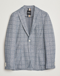BOSS BLACK Hanry Checked Jersey Patch Pocket Blazer Light Blue