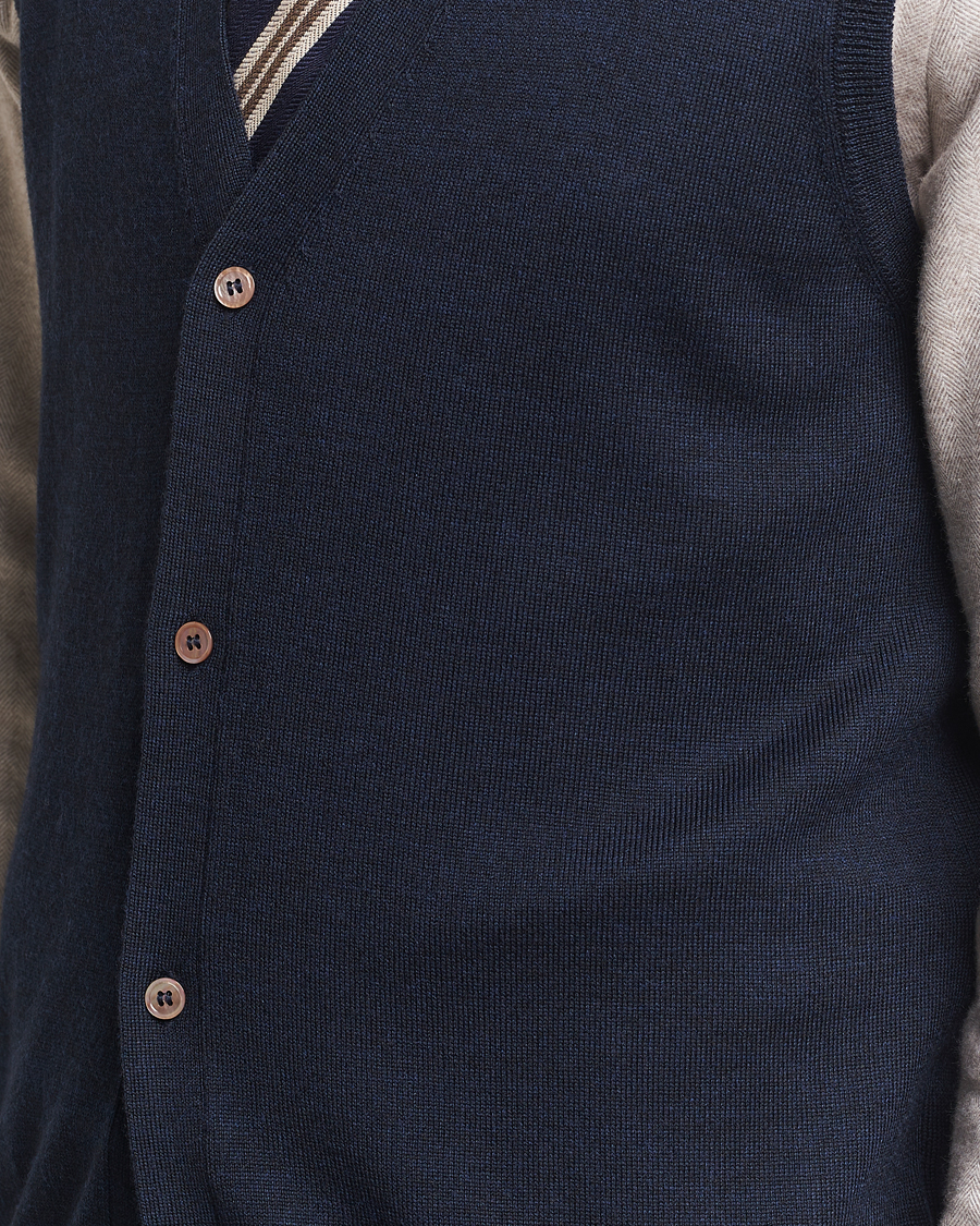 Morris Merino Slipover Vest Navy