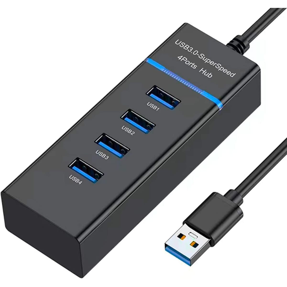 NÖRDIC USB 3.0 4ports 5Gbps hub 25cm kabel svart