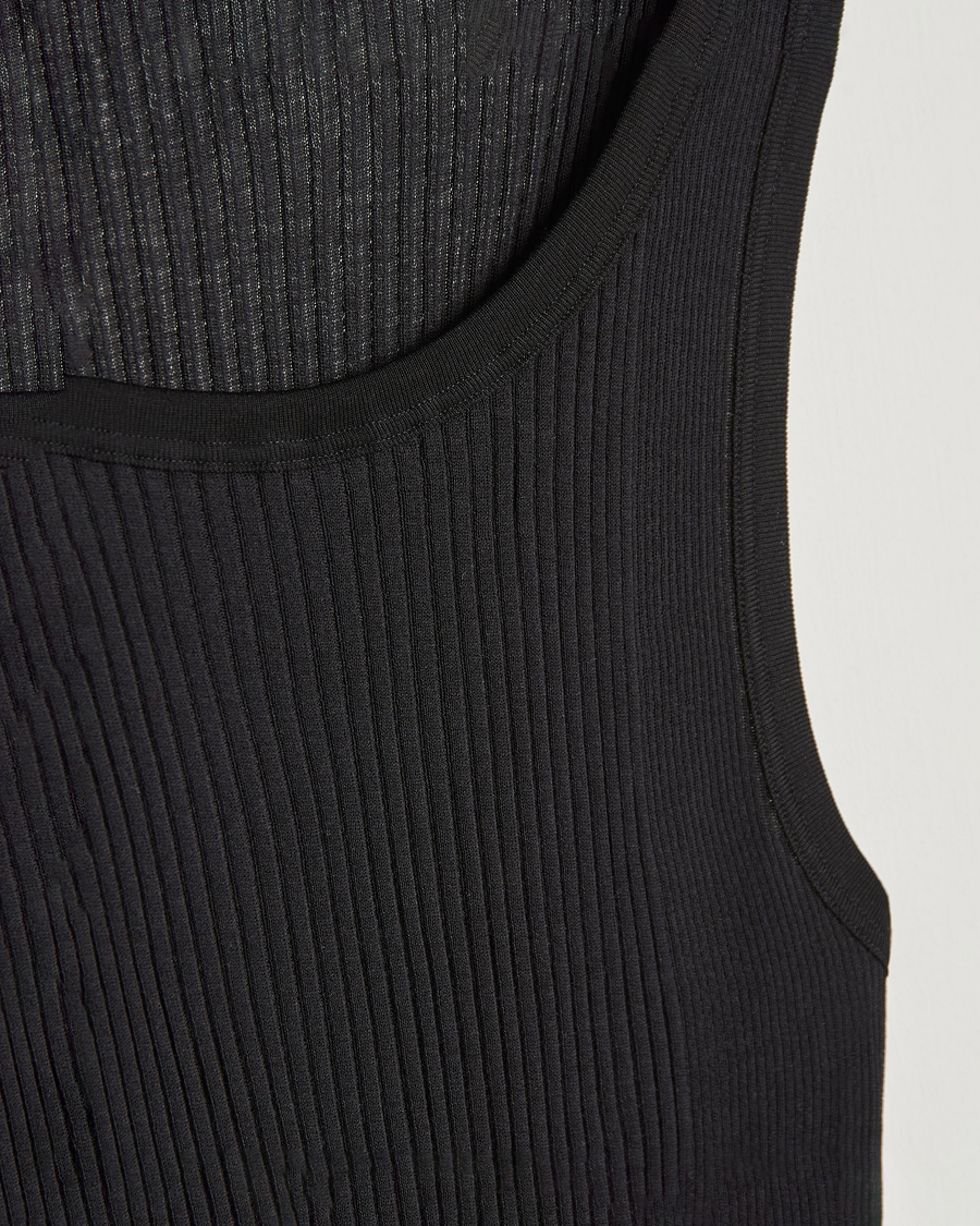 Zimmerli of Switzerland Ribbed Mercerized Cotton Tank Top Black