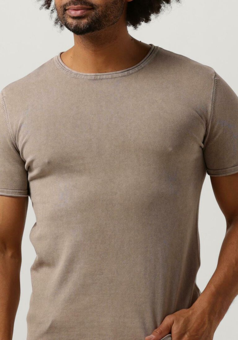 PUREWHITE zand purewhite t-shirt flat knitted shirt shortsleeve with small logo on chest