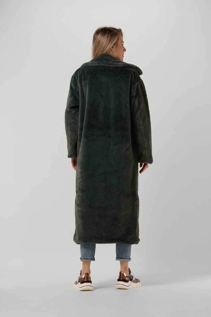 NOTRE-V donkergroene notre-v faux fur jas fur long coat
