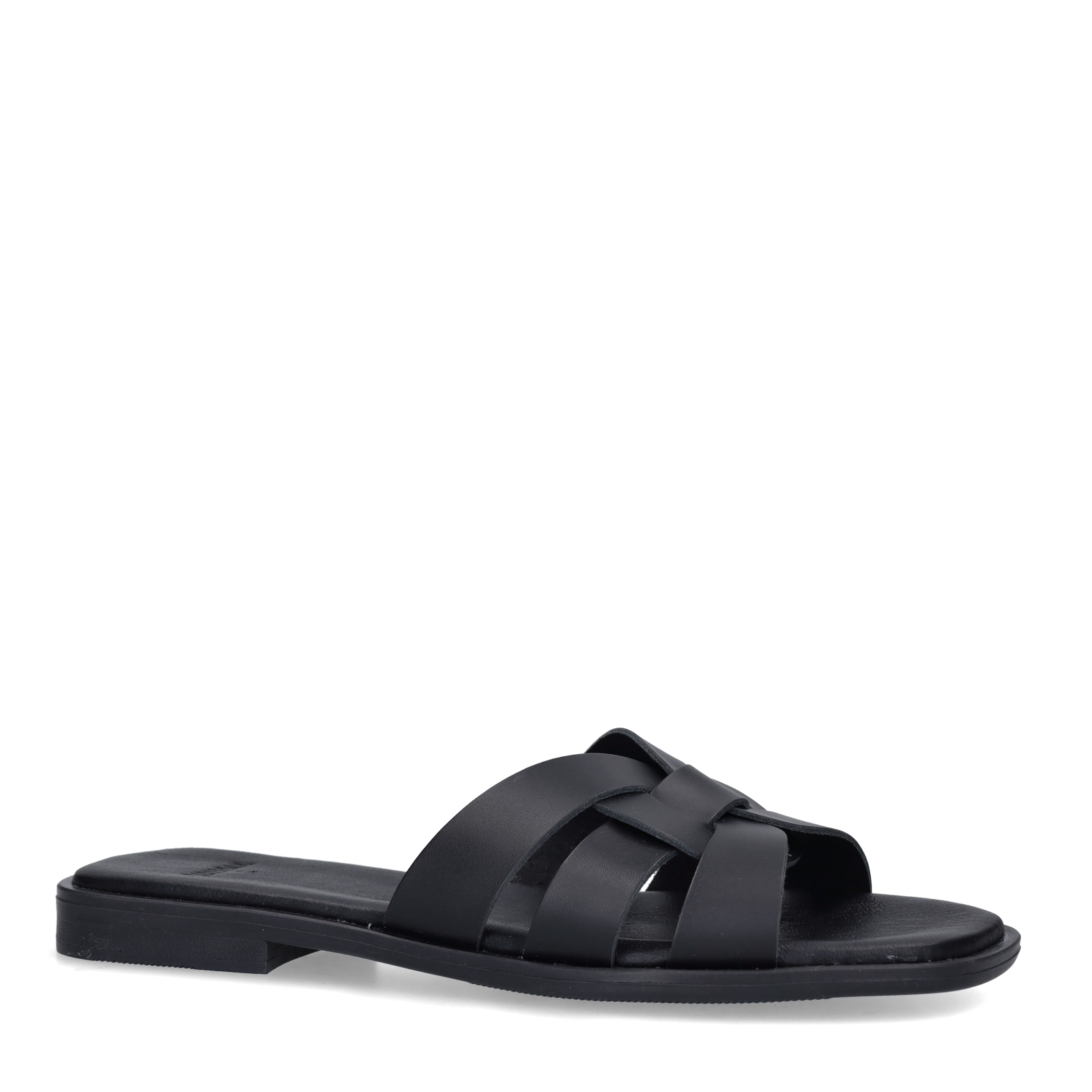 Zwarte leren slippers
