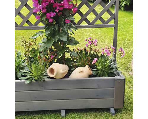 Bloembak met trellis Flora promadino hout 91 x 41 x 130 cm grijs
