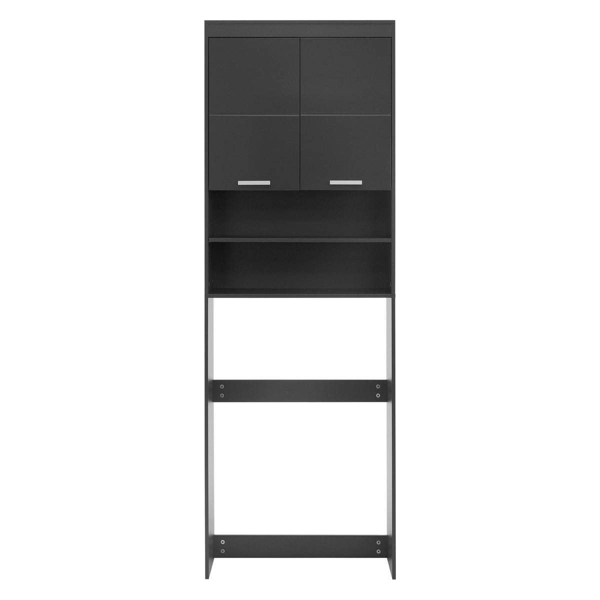 ECD Germany wasmachinekast met 2 deuren en 2 open vakken, 187,5 x 63 cm, donkergrijs, badkamerkast voor wasmachine/droger, hoge kast, badkamerkast, badkamerplank, wasmachinekast