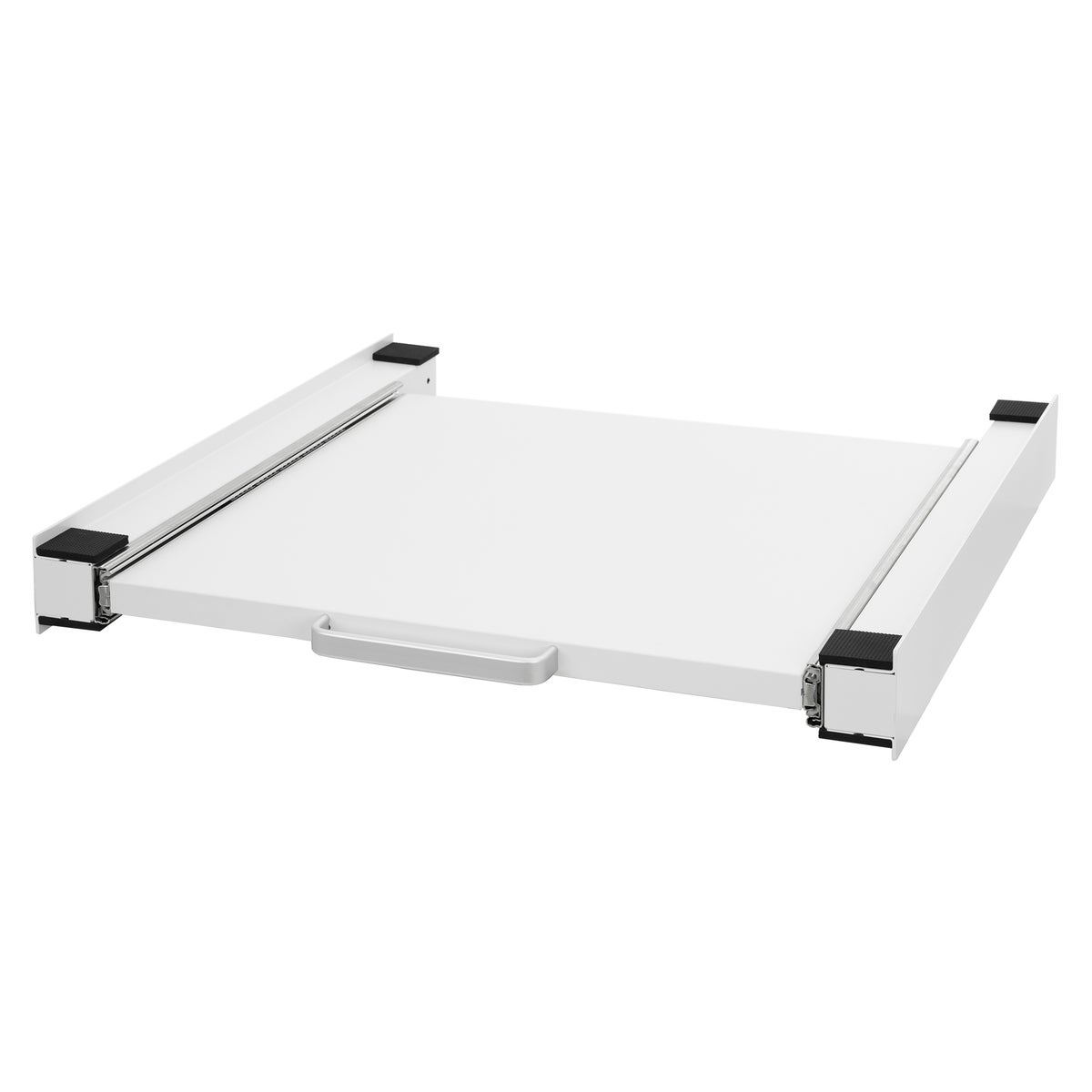 ML-Design Stapelframe met uitschuifbare plank, staal, 60x60 cm, wit, verbindingsframe voor wasmachine/droger, stapelkit met uitschuifbare plank voor wasmand, universeel stapelframe