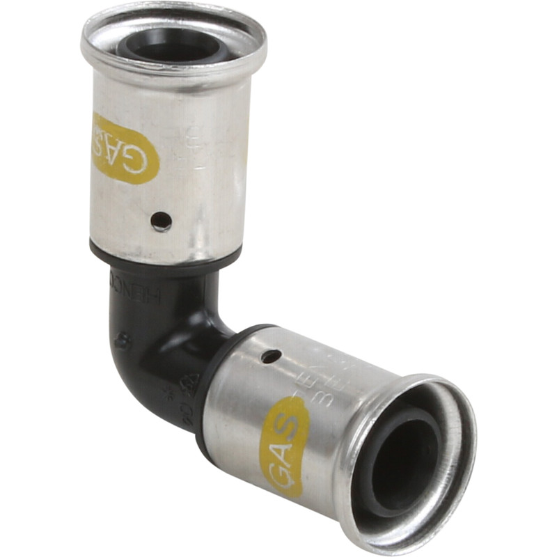 Henco gas pers kniekoppeling 90° 20mm