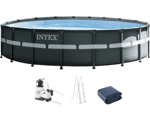Intex Ultra Rondo XTR ronde opzetzwembadset, Ø 549x132 cm, inclusief zandfiltersysteem, ladder & leidingen, grijs