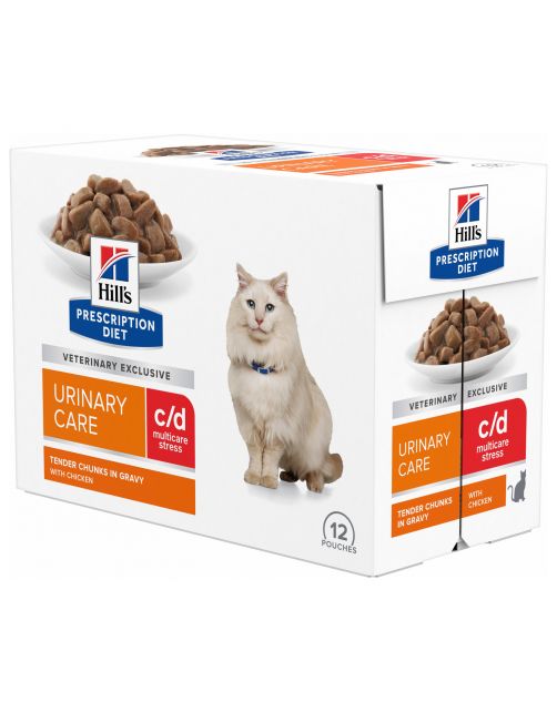 Hill's Prescription Diet C\/D Urinary Stress Urinary Care  Maaltijdzakjes - Kattenvoer - Kip 12x85 g