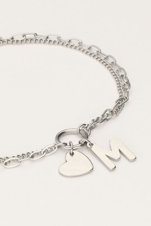 Initial dubbele armband met hartje