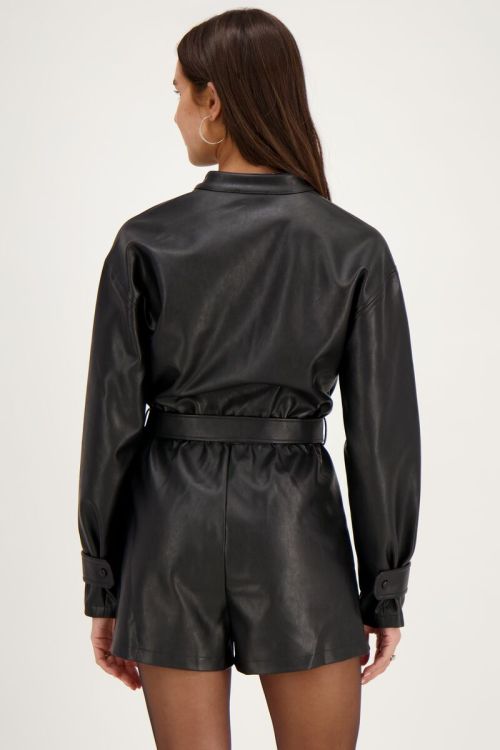 Zwarte leatherlook playsuit