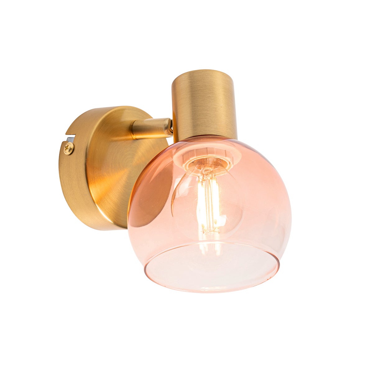 Art Deco spot, goud met roze glas - Vidro