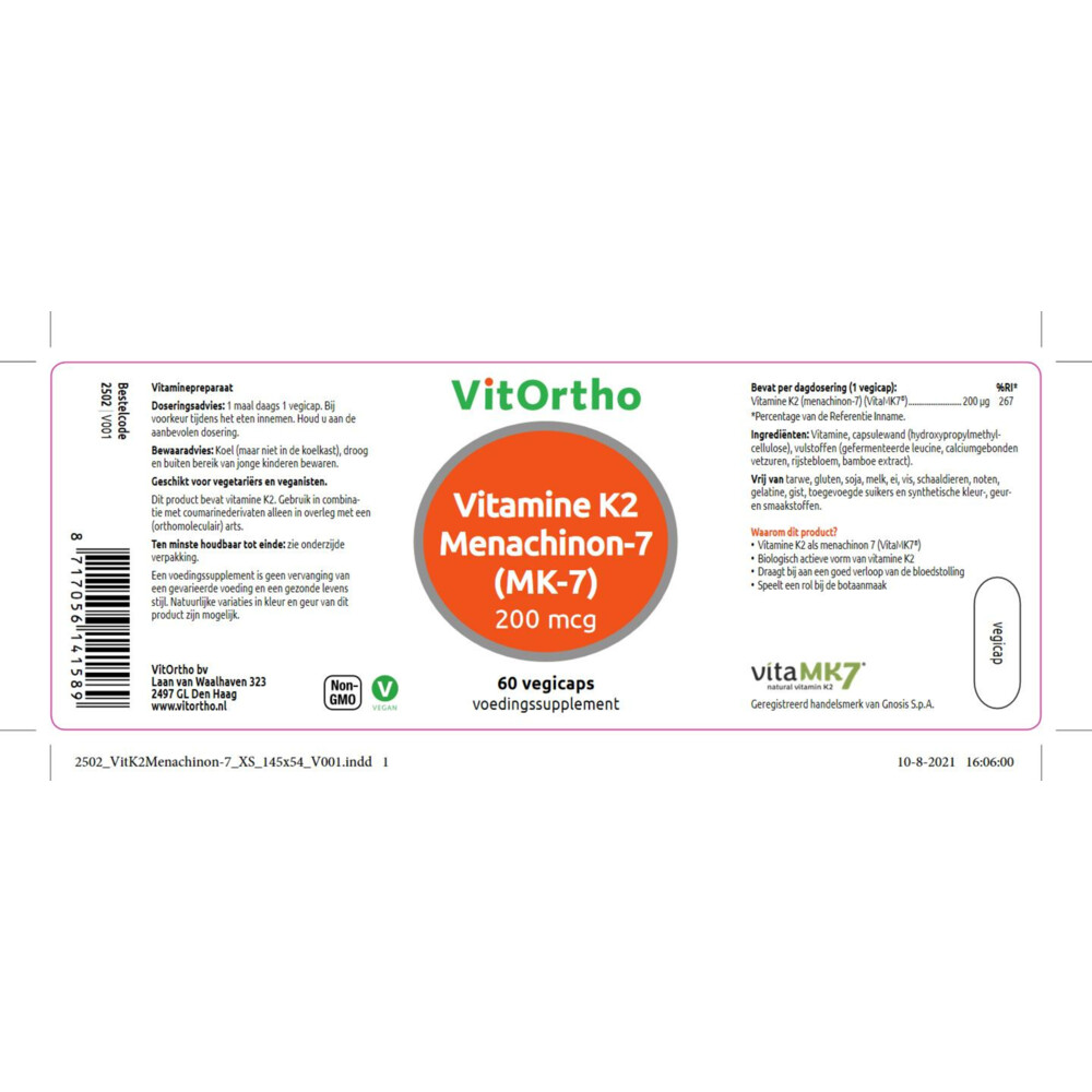Vitortho Vitamine K2 Menachinon 760 vegacapsules