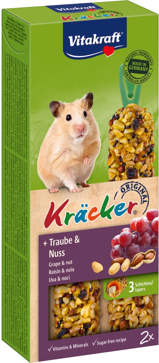Vitakraft hamstersnack Kräcker druif en noot 2 stuks