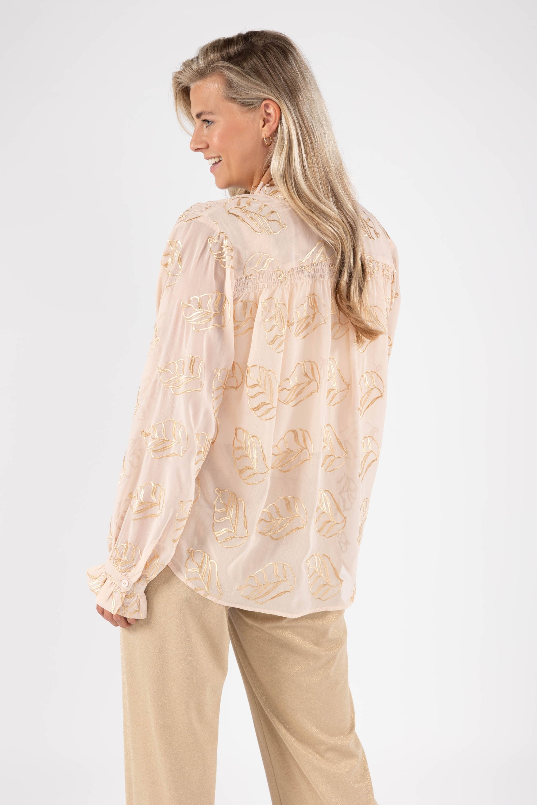 NUKUS blouse Jenna beige/ goud